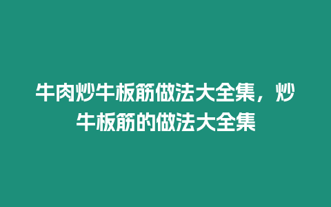 牛肉炒牛板筋做法大全集，炒牛板筋的做法大全集