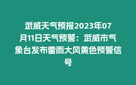 武威天氣預報2023年07月11日天氣預警：武威市氣象臺發布雷雨大風黃色預警信號