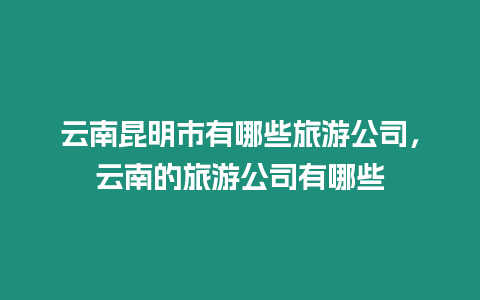 云南昆明市有哪些旅游公司，云南的旅游公司有哪些