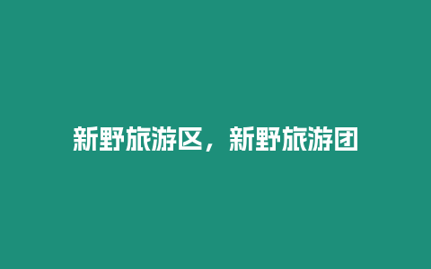 新野旅游區，新野旅游團