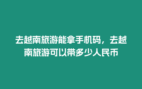 去越南旅游能拿手機碼，去越南旅游可以帶多少人民幣