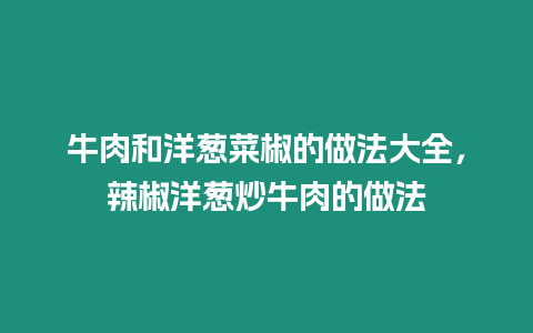 牛肉和洋蔥菜椒的做法大全，辣椒洋蔥炒牛肉的做法