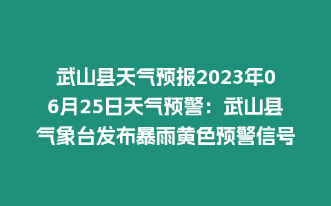 武山縣天氣預報2023年06月25日天氣預警：武山縣氣象臺發布暴雨黃色預警信號