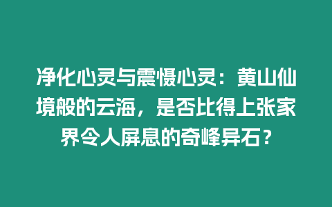 凈化心靈與震懾心靈：黃山仙境般的云海，是否比得上張家界令人屏息的奇峰異石？