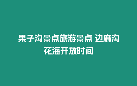 果子溝景點(diǎn)旅游景點(diǎn) 邊麻溝花海開放時(shí)間