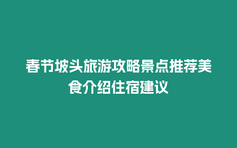 春節坡頭旅游攻略景點推薦美食介紹住宿建議