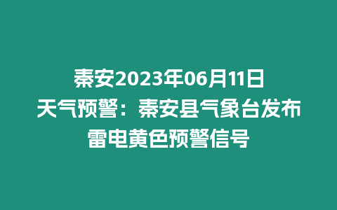 秦安2023年06月11日天氣預(yù)警：秦安縣氣象臺(tái)發(fā)布雷電黃色預(yù)警信號(hào)