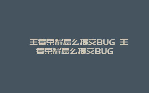 ?王者榮耀怎么提交BUG 王者榮耀怎么提交BUG