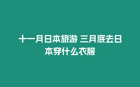 十一月日本旅游 三月底去日本穿什么衣服