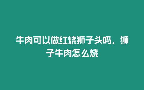 牛肉可以做紅燒獅子頭嗎，獅子牛肉怎么燒