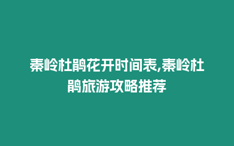 秦嶺杜鵑花開時間表,秦嶺杜鵑旅游攻略推薦