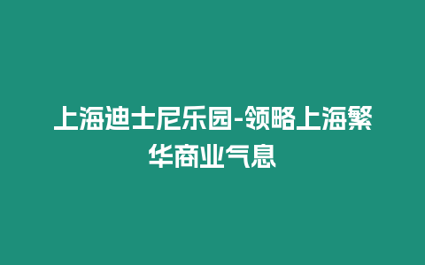 上海迪士尼樂園-領略上海繁華商業氣息