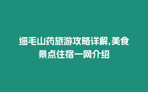 細(xì)毛山藥旅游攻略詳解,美食景點(diǎn)住宿一網(wǎng)介紹