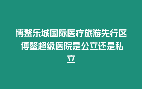 博鰲樂城國際醫療旅游先行區 博鰲超級醫院是公立還是私立