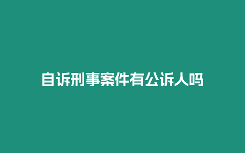 自訴刑事案件有公訴人嗎