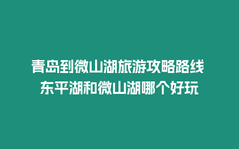 青島到微山湖旅游攻略路線 東平湖和微山湖哪個好玩