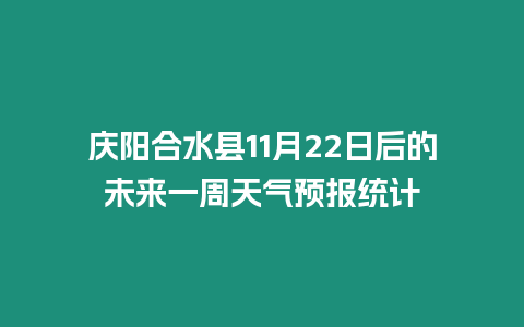 慶陽合水縣11月22日后的未來一周天氣預報統計