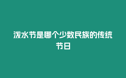 潑水節是哪個少數民族的傳統節日