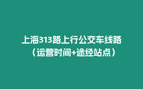 上海313路上行公交車線路（運(yùn)營(yíng)時(shí)間+途經(jīng)站點(diǎn)）