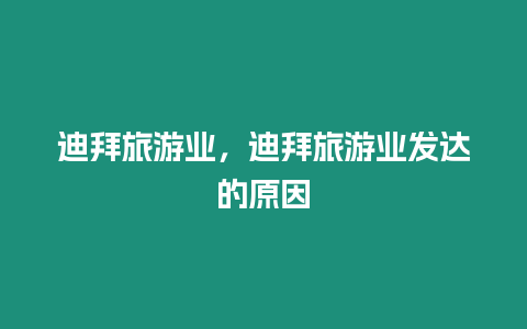 迪拜旅游業，迪拜旅游業發達的原因