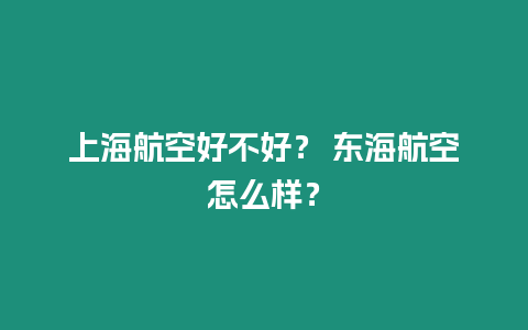 上海航空好不好？ 東海航空怎么樣？