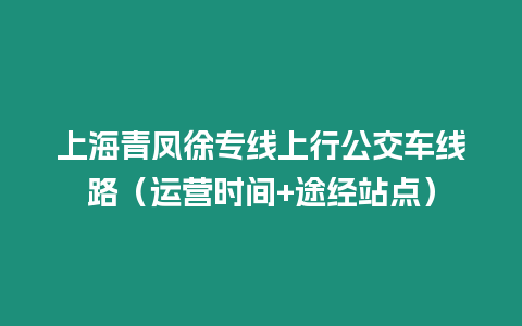 上海青鳳徐專線上行公交車線路（運營時間+途經站點）