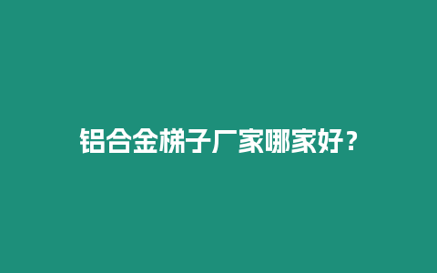 鋁合金梯子廠家哪家好？