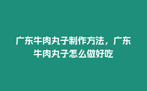 廣東牛肉丸子制作方法，廣東牛肉丸子怎么做好吃