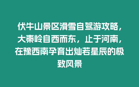 伏牛山景區滑雪自駕游攻略，大秦嶺自西而東，止于河南，在豫西南孕育出燦若星辰的極致風景