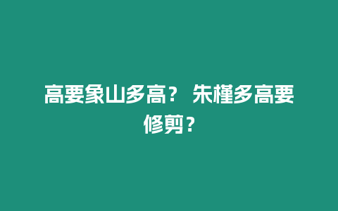 高要象山多高？ 朱槿多高要修剪？