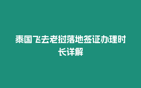 泰國飛去老撾落地簽證辦理時長詳解