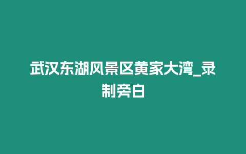 武漢東湖風(fēng)景區(qū)黃家大灣_錄制旁白