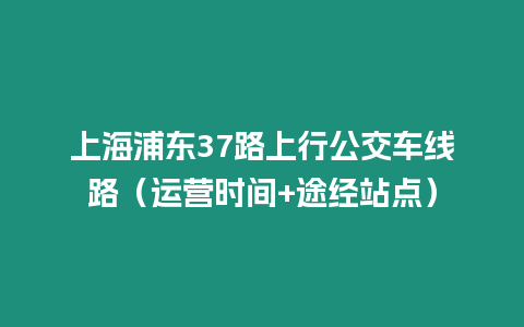 上海浦東37路上行公交車線路（運(yùn)營(yíng)時(shí)間+途經(jīng)站點(diǎn)）