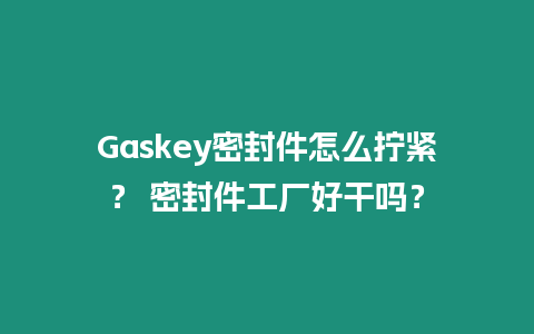 Gaskey密封件怎么擰緊？ 密封件工廠好干嗎？