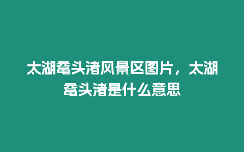 太湖黿頭渚風景區圖片，太湖黿頭渚是什么意思