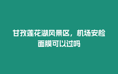 甘孜蓮花湖風景區，機場安檢面膜可以過嗎