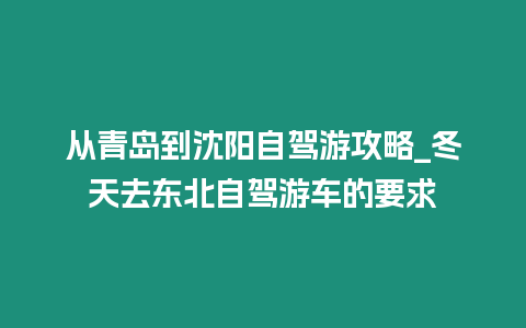 從青島到沈陽自駕游攻略_冬天去東北自駕游車的要求