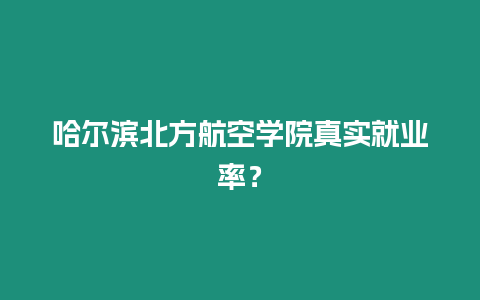 哈爾濱北方航空學院真實就業率？