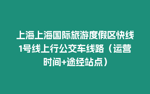 上海上海國際旅游度假區快線1號線上行公交車線路（運營時間+途經站點）