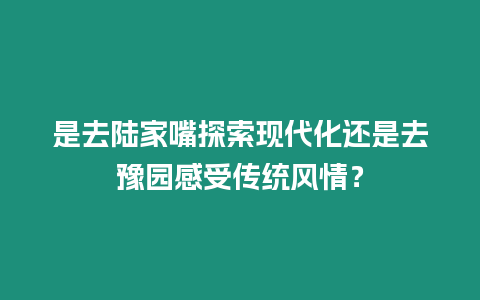 是去陸家嘴探索現代化還是去豫園感受傳統風情？