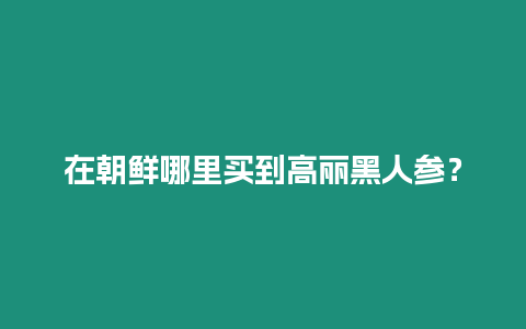 在朝鮮哪里買到高麗黑人參？