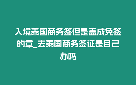 入境泰國商務簽但是蓋成免簽的章_去泰國商務簽證是自己辦嗎