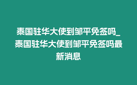 泰國駐華大使到鄒平免簽嗎_泰國駐華大使到鄒平免簽嗎最新消息