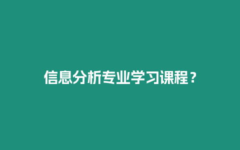 信息分析專業學習課程？