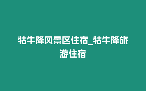 牯牛降風景區住宿_牯牛降旅游住宿