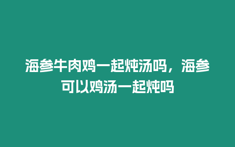 海參牛肉雞一起燉湯嗎，海參可以雞湯一起燉嗎