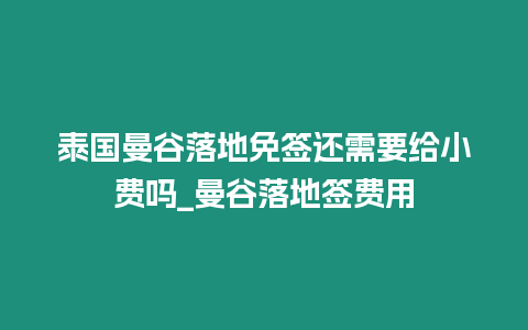 泰國曼谷落地免簽還需要給小費嗎_曼谷落地簽費用