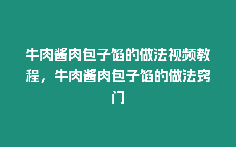 牛肉醬肉包子餡的做法視頻教程，牛肉醬肉包子餡的做法竅門