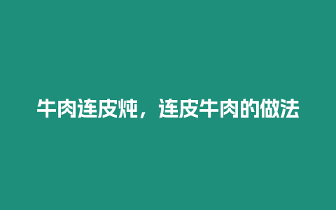 牛肉連皮燉，連皮牛肉的做法