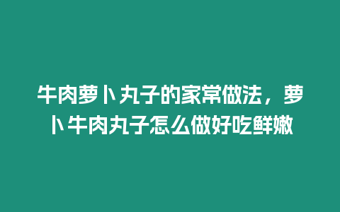 牛肉蘿卜丸子的家常做法，蘿卜牛肉丸子怎么做好吃鮮嫩